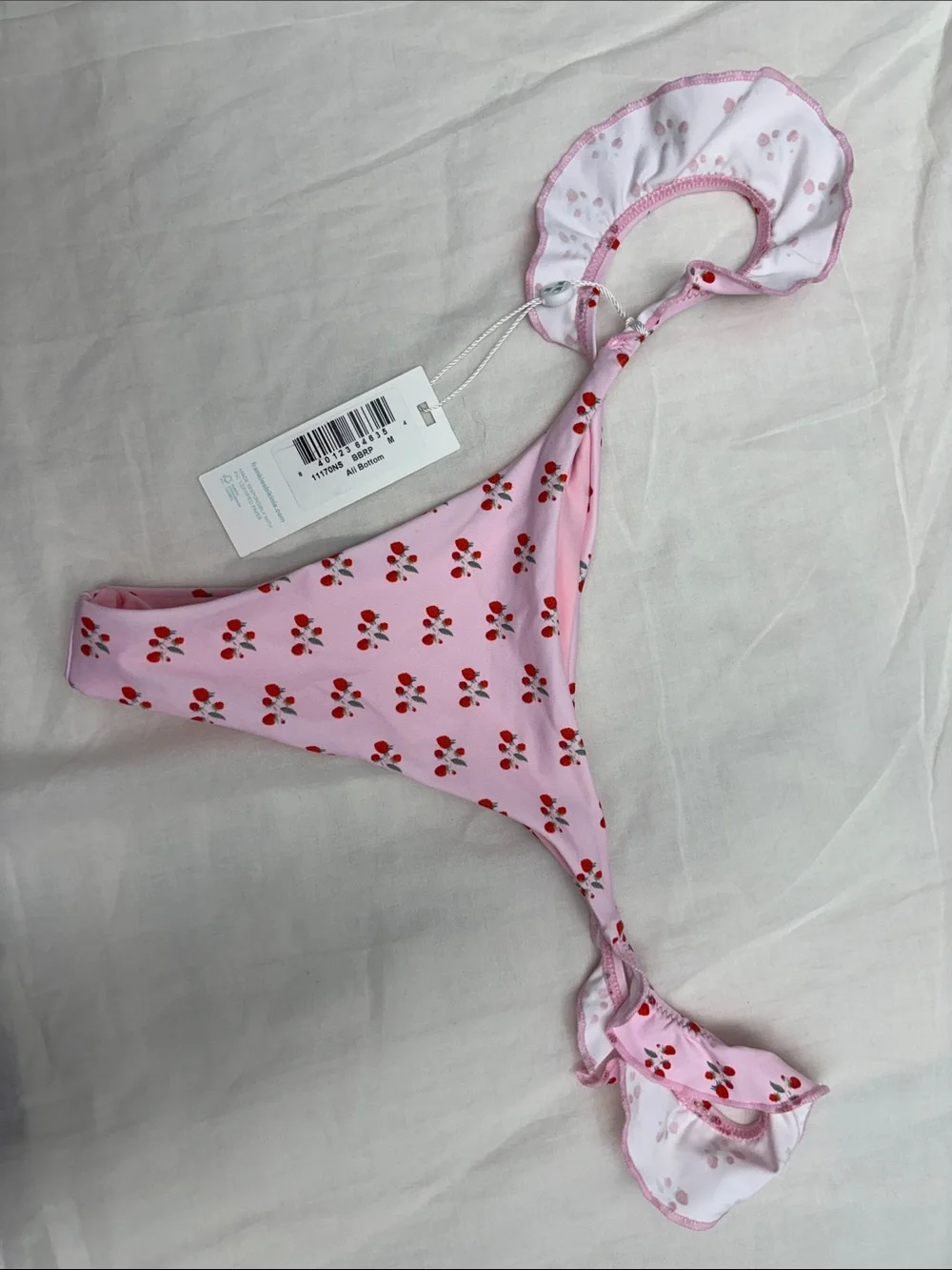Frankies Bikinis Pink Strawberry Print Bikini Bottoms